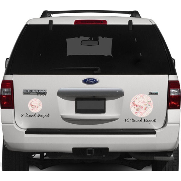 Modern Plaid & Floral Personalized Car Magnets on Ford Explorer