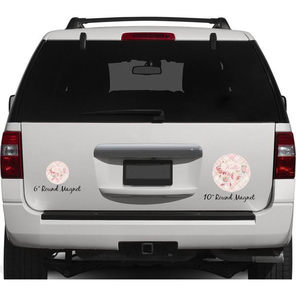 Modern Plaid & Floral Personalized Car Magnets on Ford Explorer