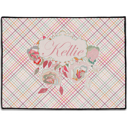 Modern Plaid & Floral Door Mat - 24"x18" (Personalized)