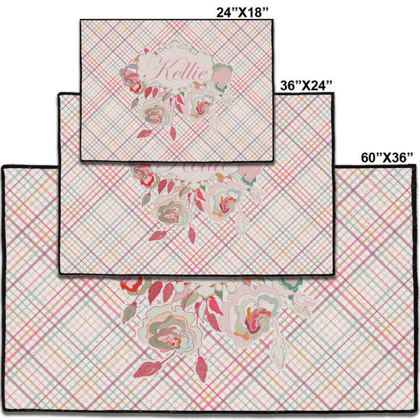 Modern Plaid & Floral Personalized Door Mat - Group Parent IMF