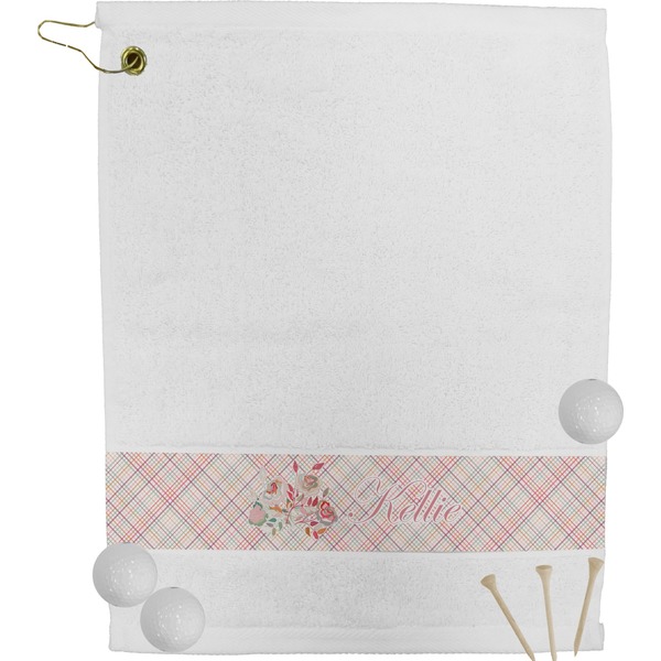 Custom Modern Plaid & Floral Golf Bag Towel (Personalized)