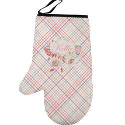 Modern Plaid & Floral Left Oven Mitt (Personalized)