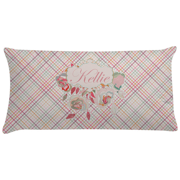 Custom Modern Plaid & Floral Pillow Case - King (Personalized)