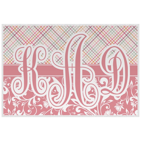 Modern Plaid & Floral Personalized Placemat (Back)