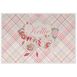 Modern Plaid & Floral Laminated Placemat w/ Name or Text