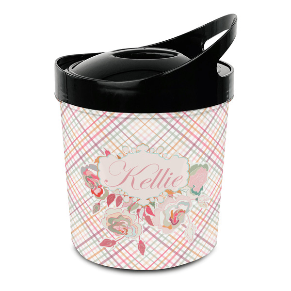 Custom Modern Plaid & Floral Plastic Ice Bucket (Personalized)