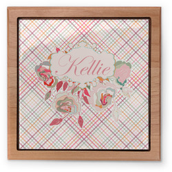 Modern Plaid & Floral Pet Urn w/ Name or Text