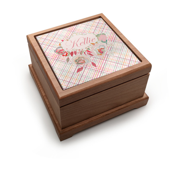 Custom Modern Plaid & Floral Pet Urn w/ Name or Text