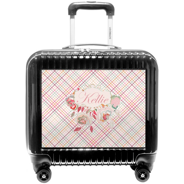 Custom Modern Plaid & Floral Pilot / Flight Suitcase (Personalized)