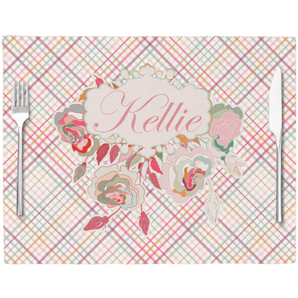 Modern Plaid & Floral Placemat with Props