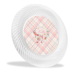 Modern Plaid & Floral Plastic Party Dinner Plates - 10" (Personalized)