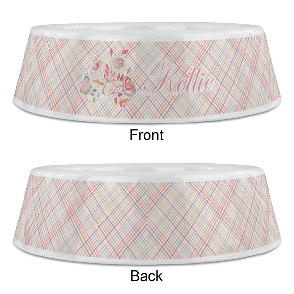 Modern Plaid & Floral Plastic Pet Bowls - Large - APPROVAL