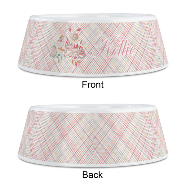 Modern Plaid & Floral Plastic Pet Bowls - Medium - APPROVAL
