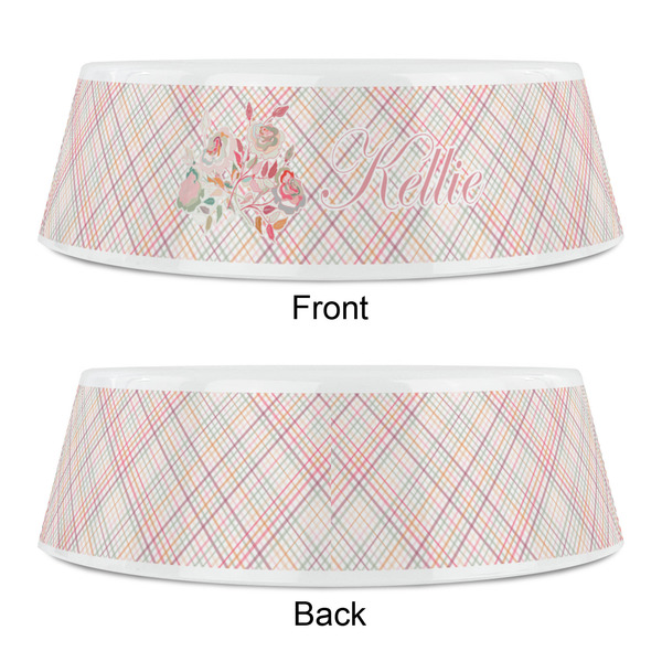 Modern Plaid & Floral Plastic Pet Bowls - Small - APPROVAL
