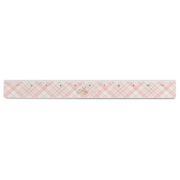 Modern Plaid & Floral Plastic Ruler - 12" - FRONT