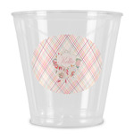 Modern Plaid & Floral Plastic Shot Glass (Personalized)