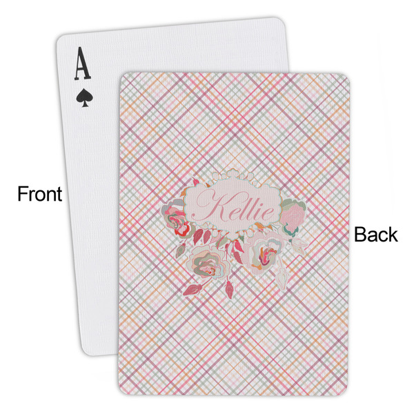 Modern Plaid & Floral Playing Cards - Approval