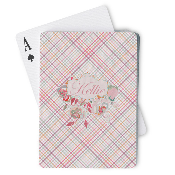 Custom Modern Plaid & Floral Playing Cards (Personalized)