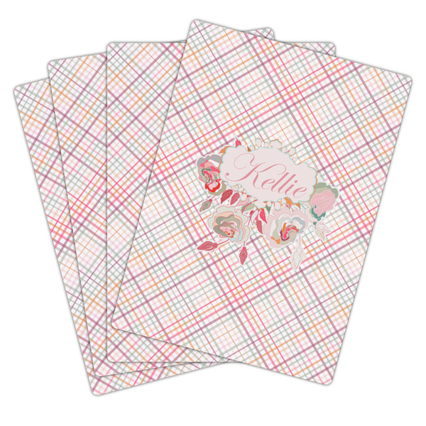 Modern Plaid & Floral Playing Cards - Hand Back View