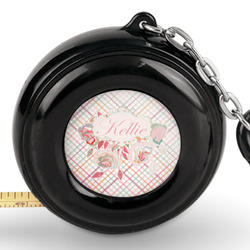 Modern Plaid & Floral Pocket Tape Measure - 6 Ft w/ Carabiner Clip (Personalized)