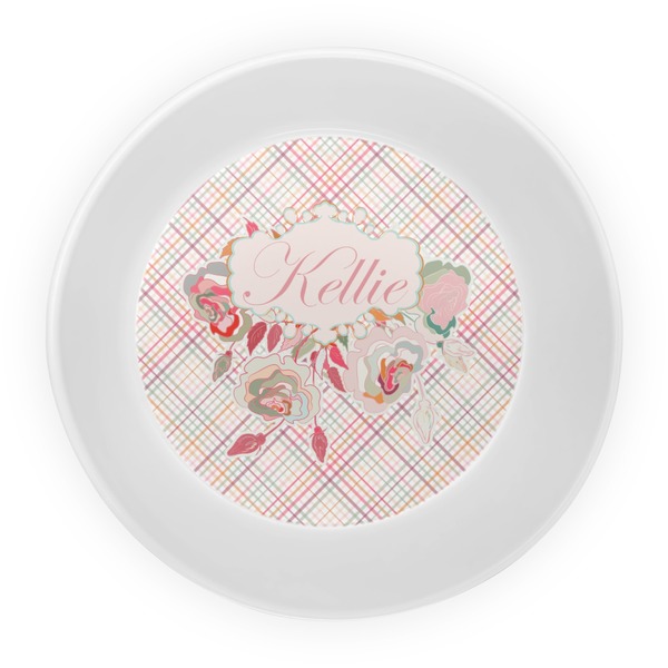 Modern Plaid & Floral Melamine Bowl - Center