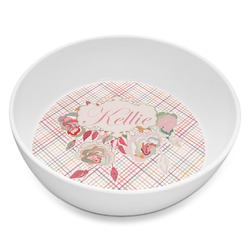 Modern Plaid & Floral Melamine Bowl - 8 oz (Personalized)