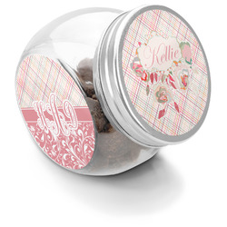 Modern Plaid & Floral Puppy Treat Jar (Personalized)