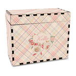 Modern Plaid & Floral Wood Recipe Box - Full Color Print (Personalized)