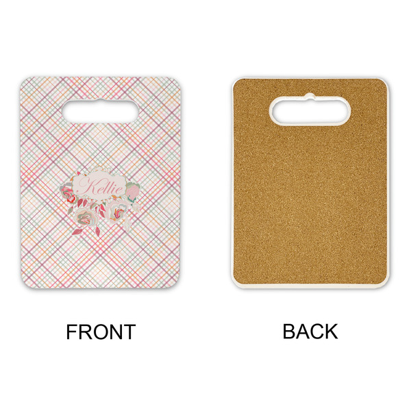 Modern Plaid & Floral Rectangle Trivet with Handle - APPROVAL
