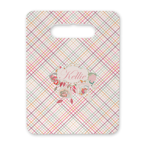 Custom Modern Plaid & Floral Rectangular Trivet with Handle (Personalized)