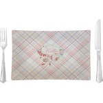 Modern Plaid & Floral Glass Rectangular Lunch / Dinner Plate (Personalized)