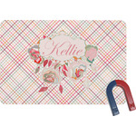 Modern Plaid & Floral Rectangular Fridge Magnet (Personalized)