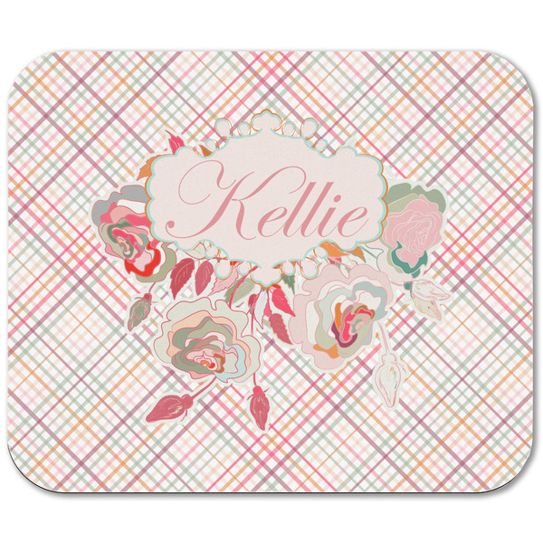 Modern Plaid & Floral Rectangular Mouse Pad - APPROVAL