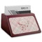 Modern Plaid & Floral Red Mahogany Business Card Holder - Angle
