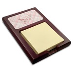 Modern Plaid & Floral Red Mahogany Sticky Note Holder (Personalized)