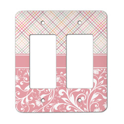 Modern Plaid & Floral Rocker Style Light Switch Cover - Two Switch