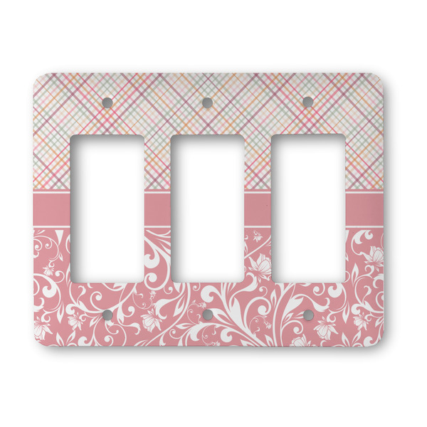 Modern Plaid & Floral Rocker Light Switch Covers - Triple - MAIN