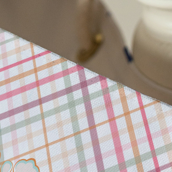 Modern Plaid & Floral Large Rope Tote - Close Up View