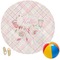 Modern Plaid & Floral Round Beach Towel (Personalized)