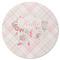 Modern Plaid & Floral Round Coaster Rubber Back - Single