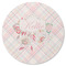 Modern Plaid & Floral Round Rubber Backed Coaster (Personalized)