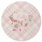 Modern Plaid & Floral Round Rubber Backed Coaster (Personalized)