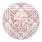 Modern Plaid & Floral Round Decal - Large (Personalized)