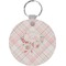 Modern Plaid & Floral Round Keychain (Personalized)
