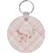 Modern Plaid & Floral Round Plastic Keychain (Personalized)