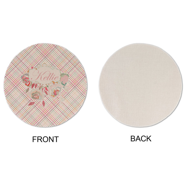 Modern Plaid & Floral Round Linen Placemats - APPROVAL (single sided)