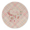 Modern Plaid & Floral Round Linen Placemats - FRONT (Single Sided)
