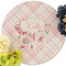 Modern Plaid & Floral Round Linen Placemats - Front (w flowers)