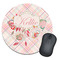 Modern Plaid & Floral Round Mouse Pad