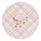 Modern Plaid & Floral Round Stone Trivet - Front View